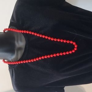 Vintage Red Plastic Bead Necklace